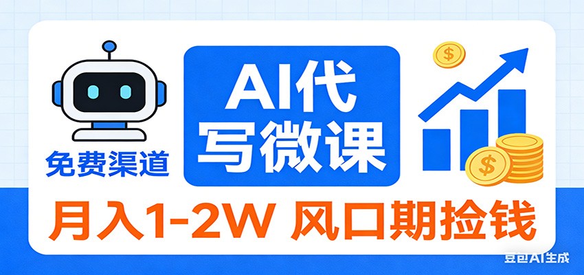 2026告别打工！AI 代写微课，提供免费渠道，月入 1-2W 风口期捡钱-小艾项目网