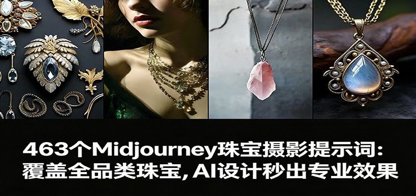 463个Midjourney珠宝摄影提示词：覆盖全品类珠宝，AI设计秒出专业效果-小艾项目网