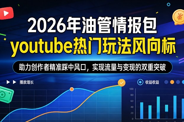 2026年油管情报包，youtube热门玩法风向标，助力创作者精准踩中风口，实现流量与变现的双重突破-小艾项目网