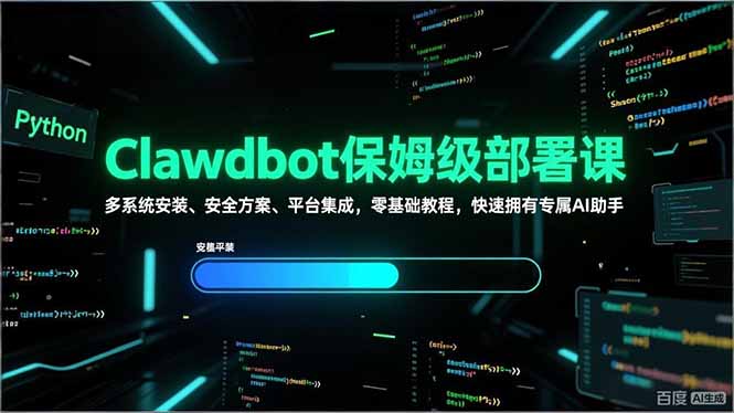 Clawdbot保姆级部署课，多系统安装、安全方案、平台集成，零基础教程，快速拥有专属AI助手-小艾项目网