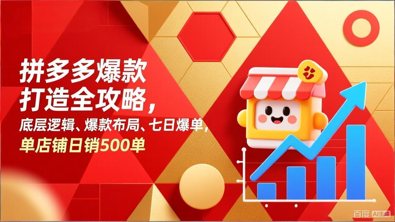 拼多多爆款打造全攻略，底层逻辑、爆款布局、七日爆单，单店铺日销500单-小艾项目网