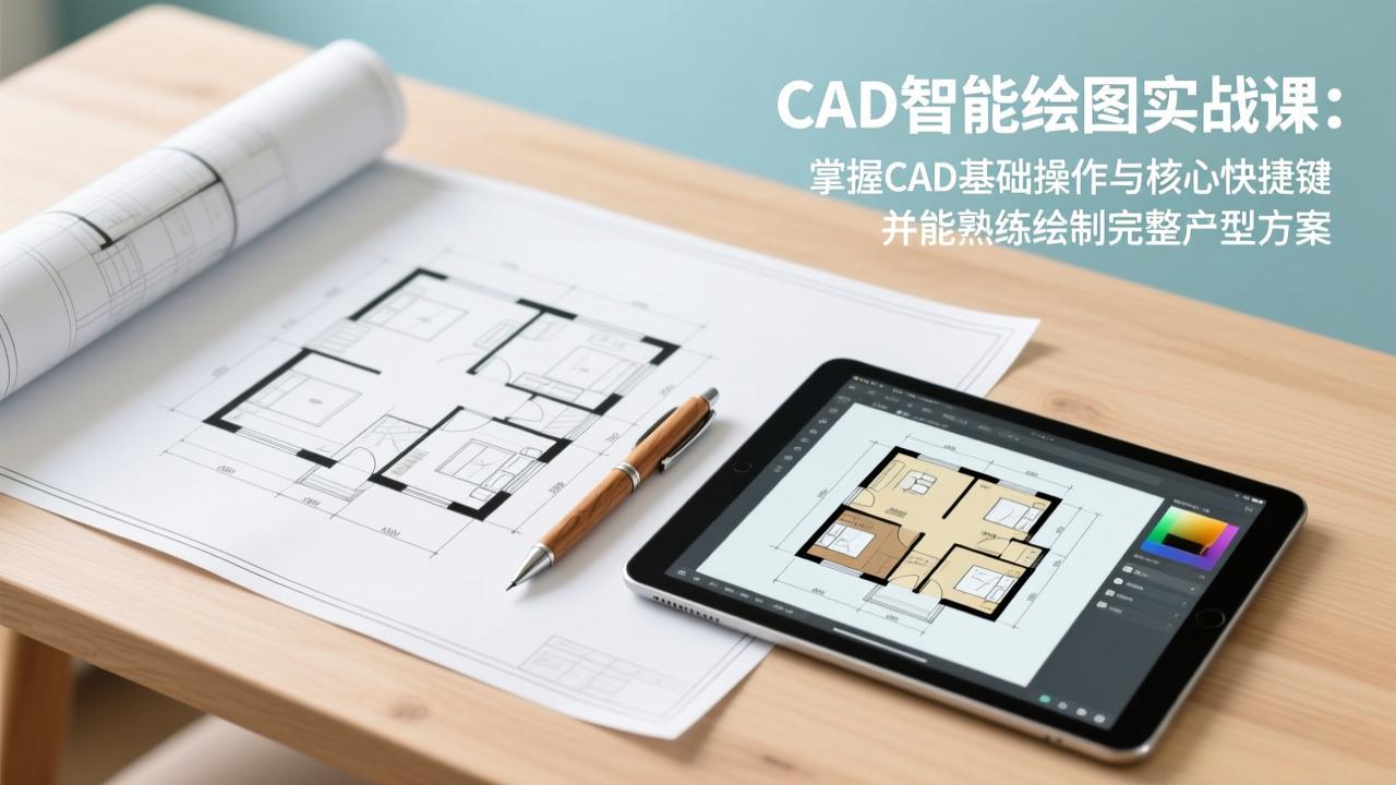 CAD智能绘图实战课：掌握CAD基础操作与核心快捷键，并能熟练绘制完整户型方案-小艾项目网