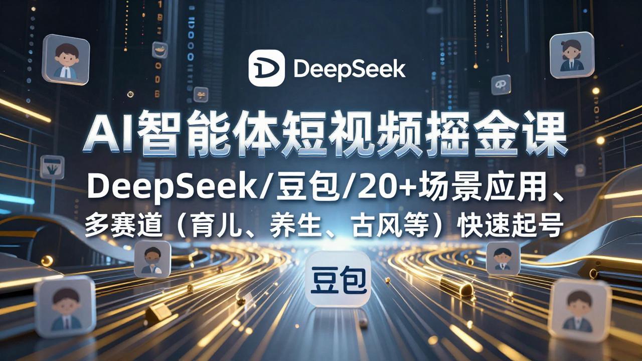 AI智能体短视频掘金课，DeepSeek/豆包/20+场景应用、多赛道(育儿、养生、古风等-小艾项目网
