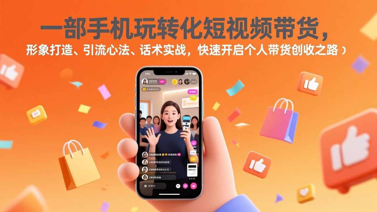 一部手机玩转化短视频带货，形象打造、引流心法、话术实战，快速开启个人带货创收之路-小艾项目网
