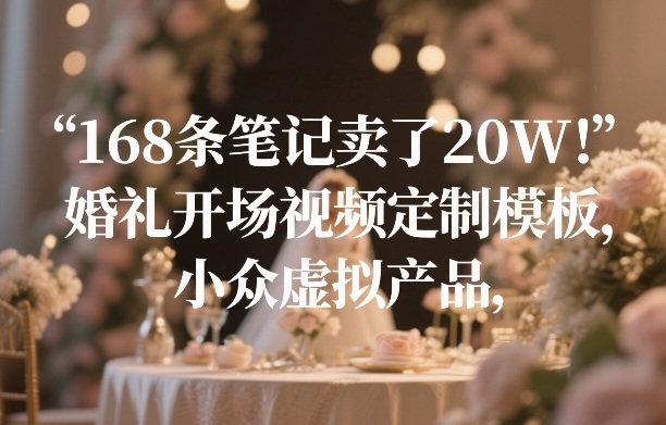 168条笔记卖了20W！婚礼开场视频定制模板，小众虚拟产品-小艾项目网
