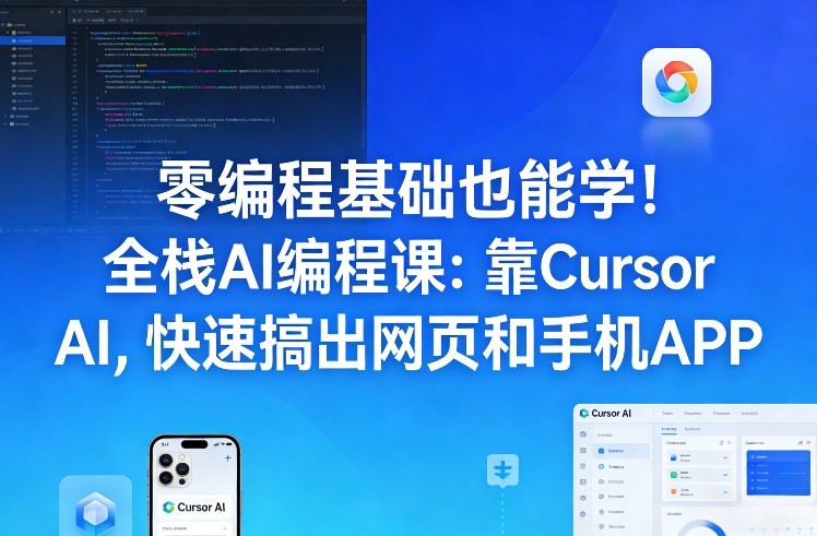 零编程基础也能学！全栈AI编程课：靠Cursor AI，快速搞出网页和手机APP-小艾项目网