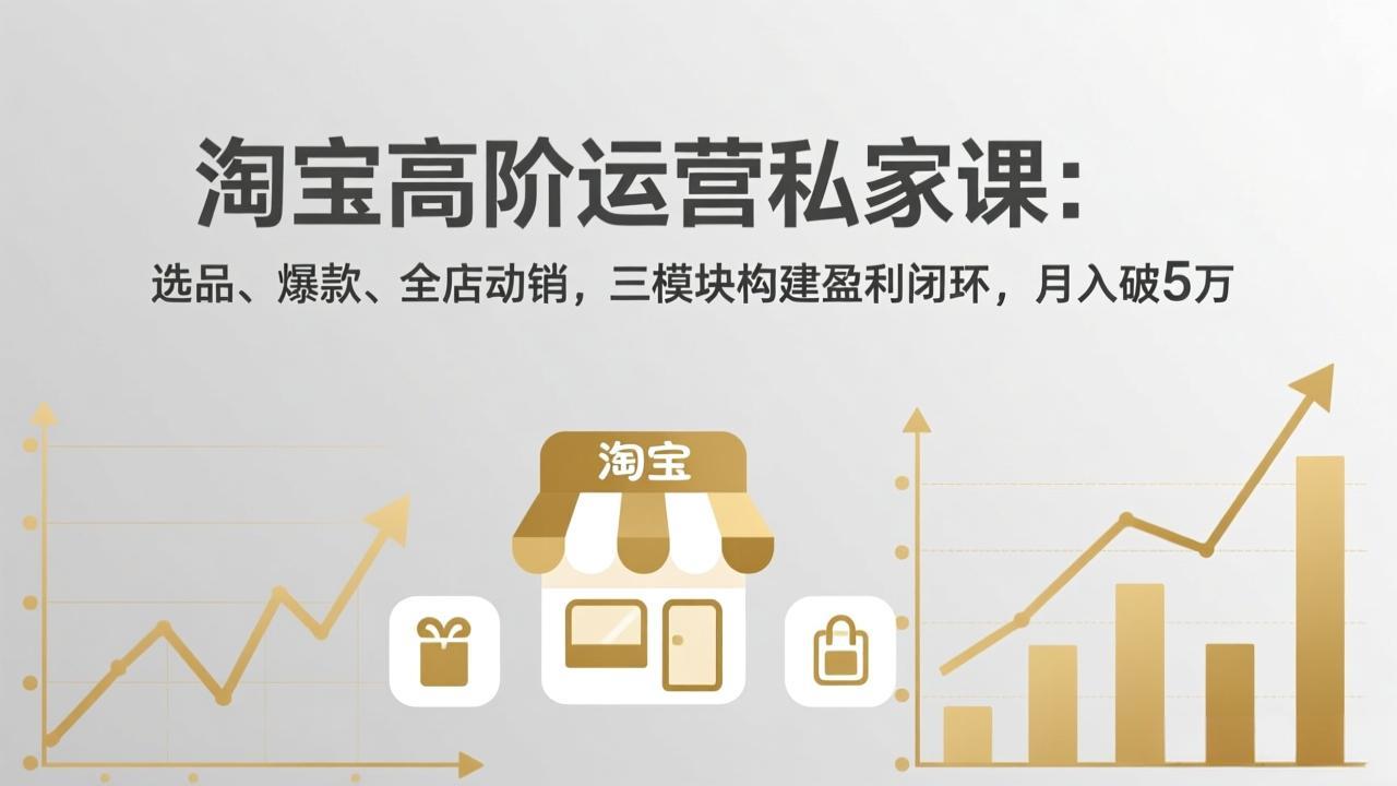 淘宝高阶运营私家课：选品、爆款、全店动销，三模块构建盈利闭环，月入破5万(更新26年2月-小艾项目网