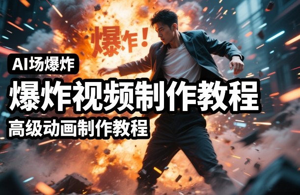 AI场景爆炸视频制作教程，利用人物实拍视频制作出高级的动画特效-小艾项目网
