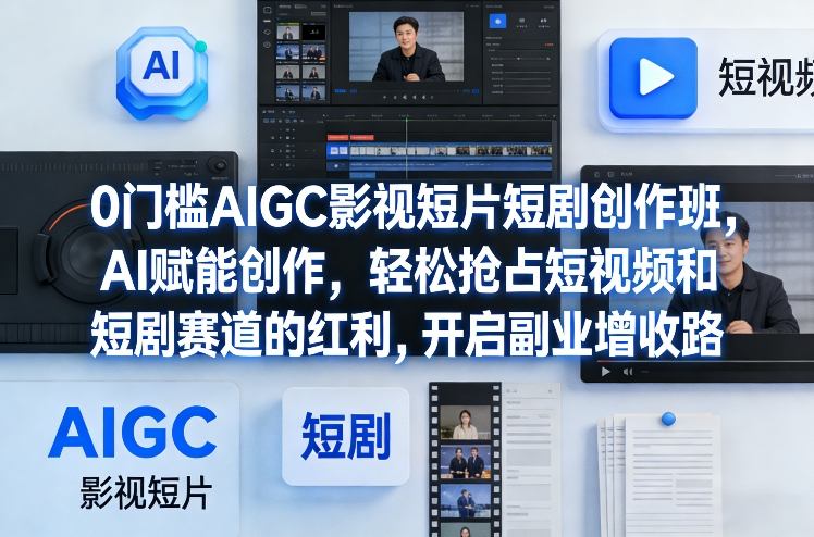 0门槛AIGC影视短片短剧创作班，AI赋能创作，轻松抢占短视频和短剧赛道的红利，开启副业增收路-小艾项目网