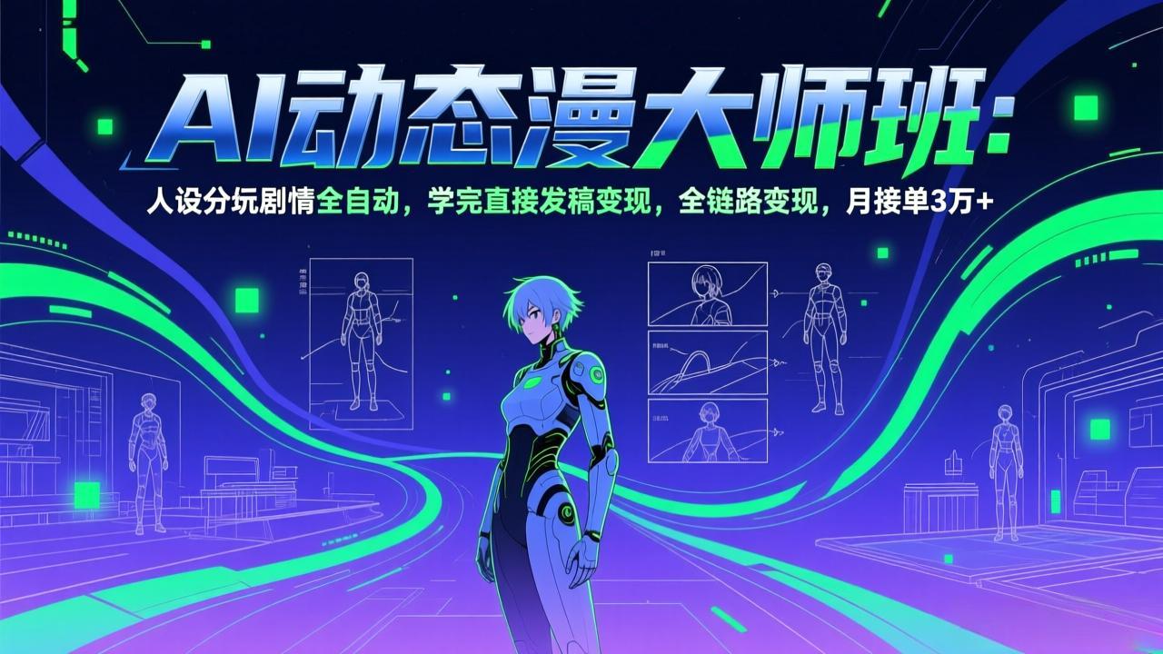 AI动态漫剧大师班：人设分镜剧情全自动，学完直接发稿变现，全链路变现，月接单3万+-小艾项目网