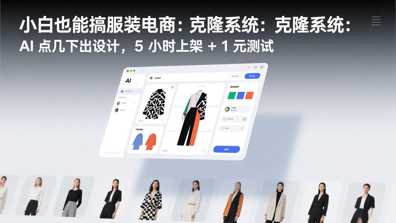 小白也能搞服装电商：克隆系统：AI 点几下出设计，5 小时上架 + 1 元测试-小艾项目网