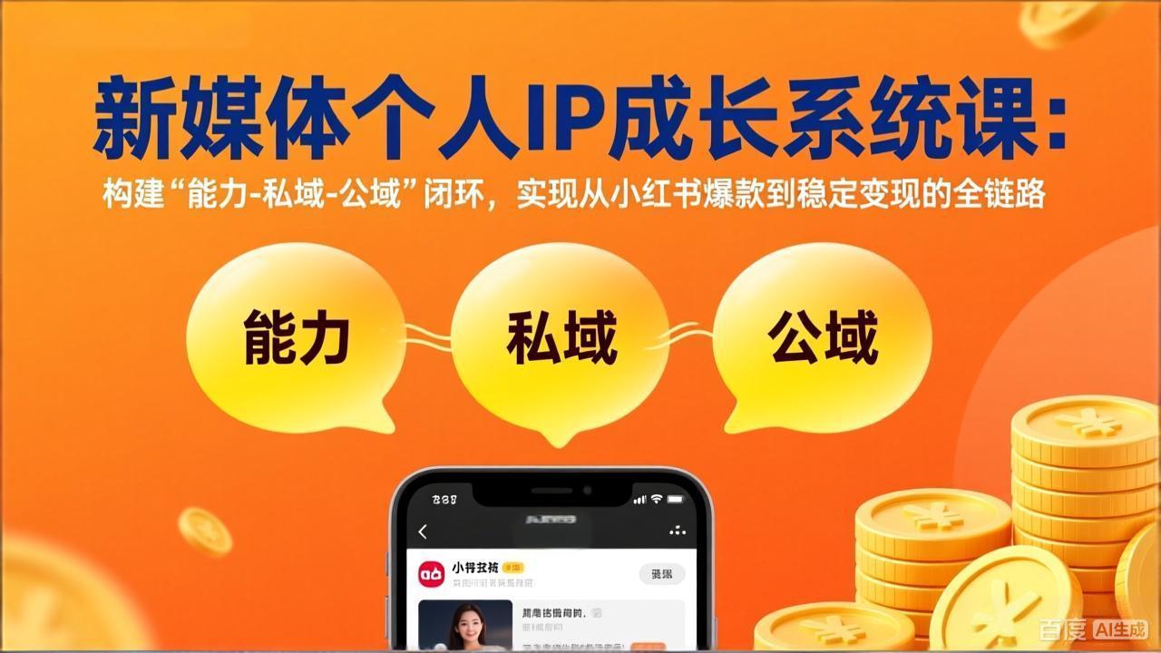 新媒体个人IP成长系统课-更新：构建“能力-私域-公域”闭环，实现从小红书爆款到稳定变现-小艾项目网