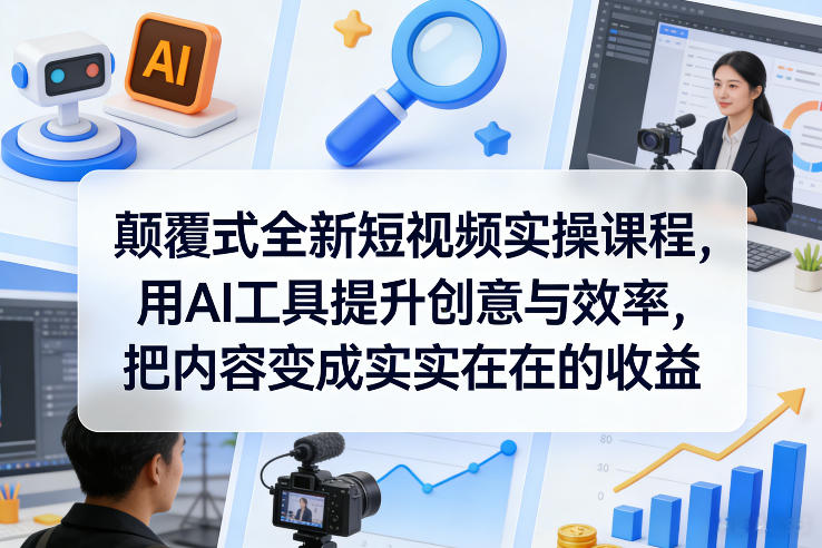 颠覆式全新短视频实操课程，用AI工具提升创意与效率，把内容变成实实在在的收益-小艾项目网