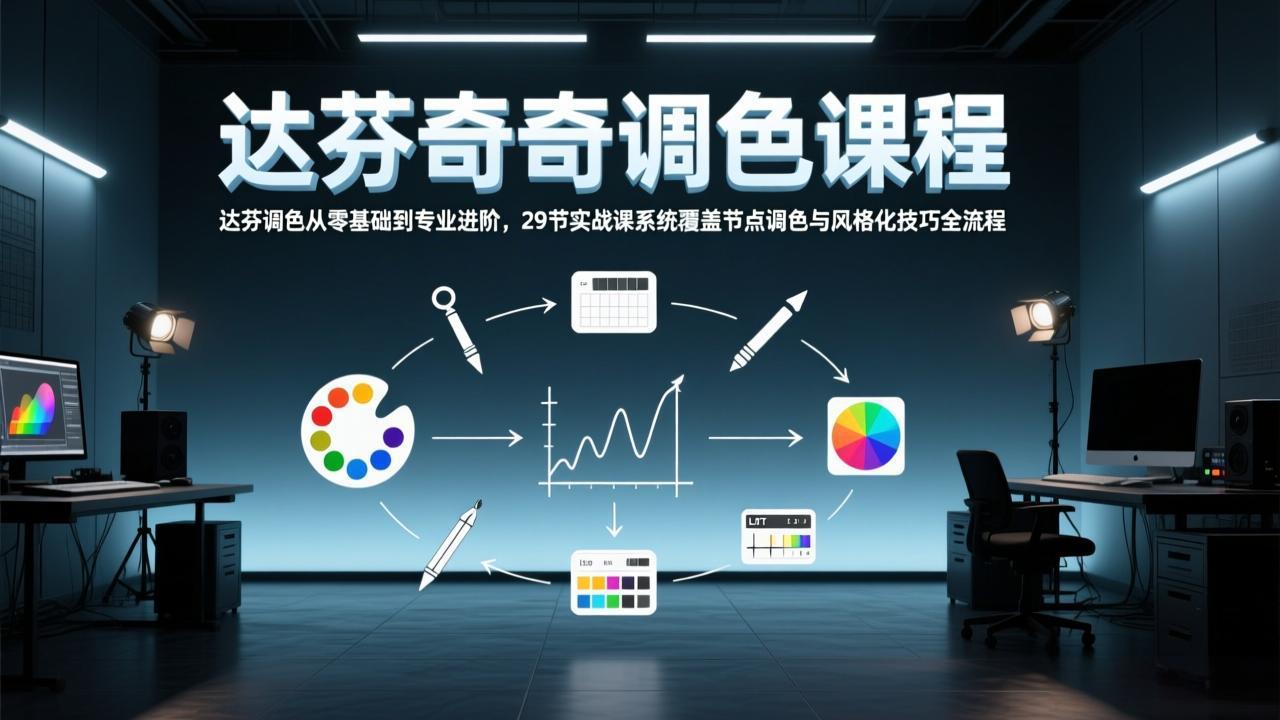 达芬奇调色从零基础到专业进阶，29节实战课系统覆盖节点调色与风格化技巧全流程-小艾项目网