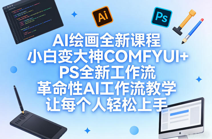 AI绘画全新课程，小白变大神COMFYUI+PS全新工作流，革命性AI工作流教学，让每个人轻松上手-小艾项目网