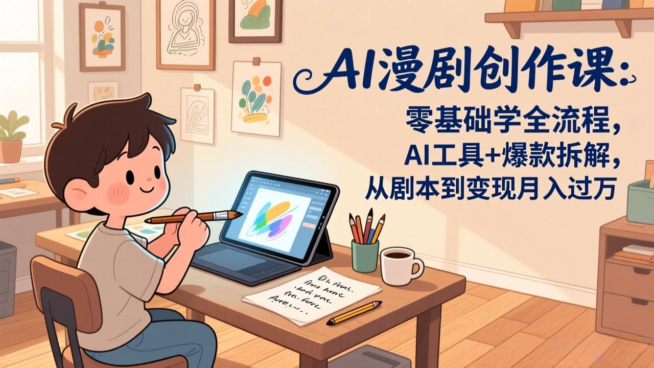 AI漫剧创作课：零基础学全流程，AI工具+爆款拆解，从剧本到变现月入过万-小艾项目网