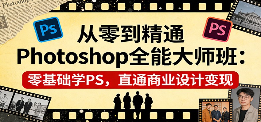 从零到精通Photoshop全能大师班：零基础学PS，直通商业设计变现-小艾项目网