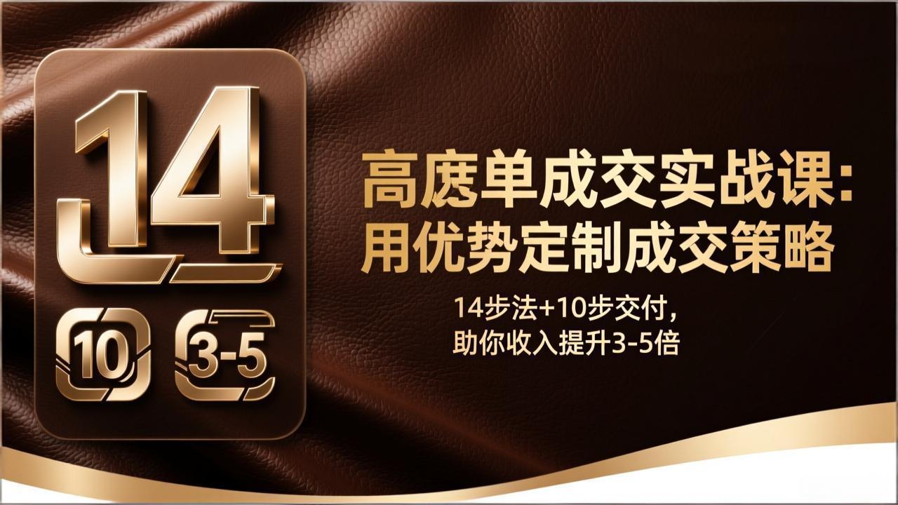 高客单成交实战课：用优势定制成交策略，14步法+10步交付，助你收入提升3-5倍-小艾项目网