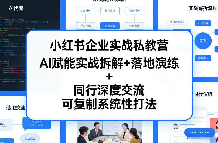 小红书企业实战私教营，AI赋能实战拆解+落地演练+同行深度交流，可复制系统性打法-小艾项目网
