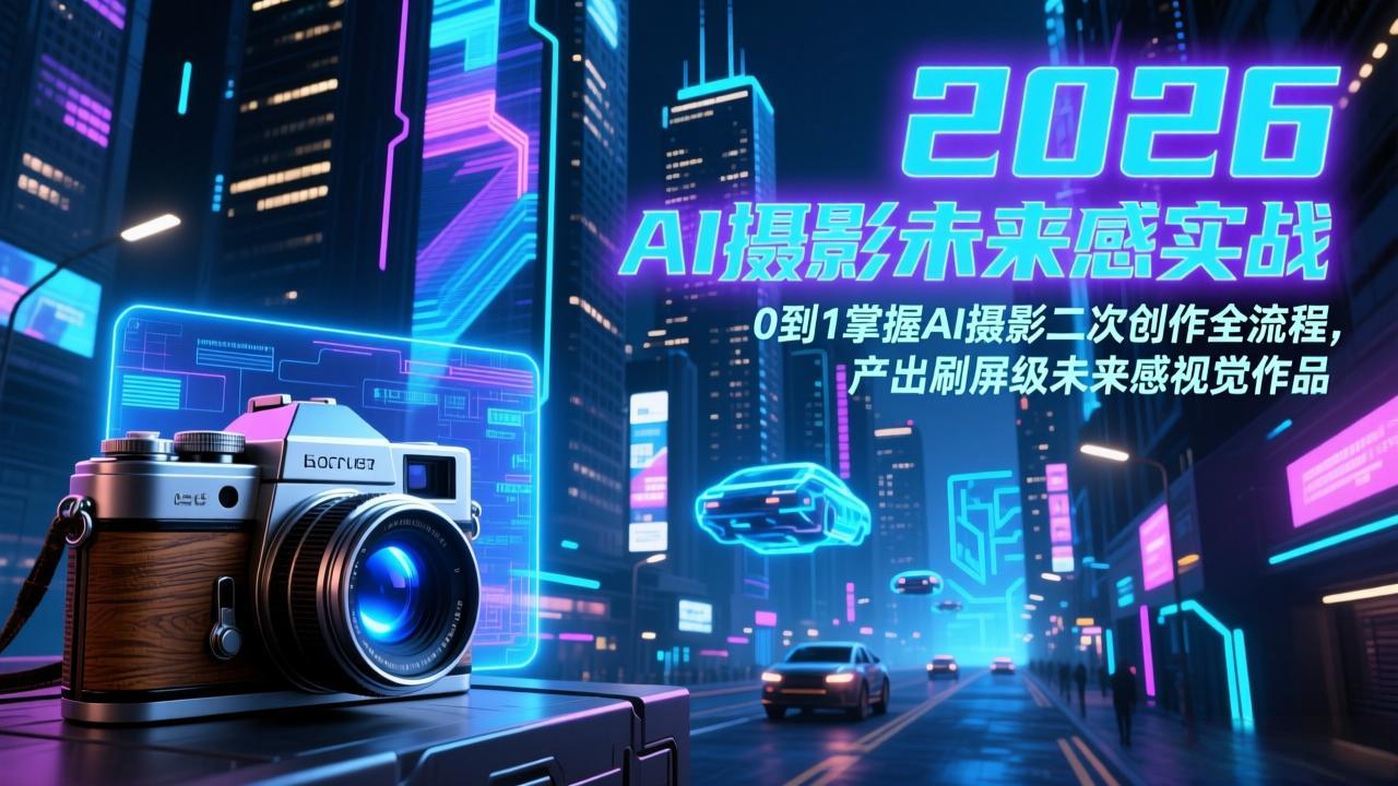 2026 AI摄影未来感实战：0到1掌握AI摄影二次创作全流程，产出刷屏级未来感视觉作品-小艾项目网