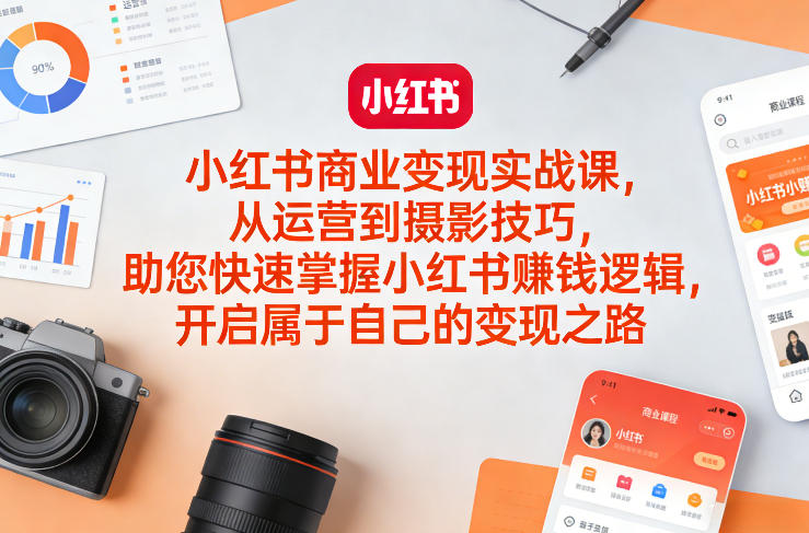 小红书商业变现实战课，从运营到摄影技巧，助您快速掌握小红书賺钱逻辑，开启属于自己的变现之路-小艾项目网