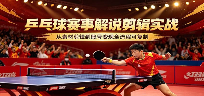 乒乓球赛事解说剪辑实战，从素材剪辑到账号变现全流程可复制-小艾项目网
