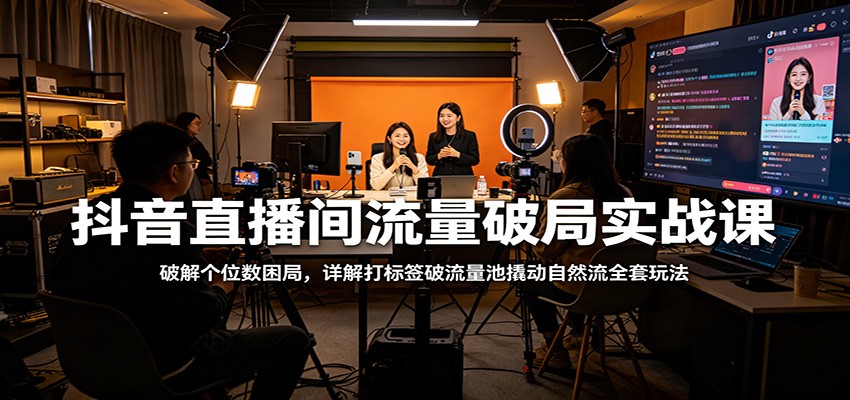 抖音直播间流量破局实战课：破解个位数困局，详解打标签破流量池撬动自然流全套玩法-小艾项目网