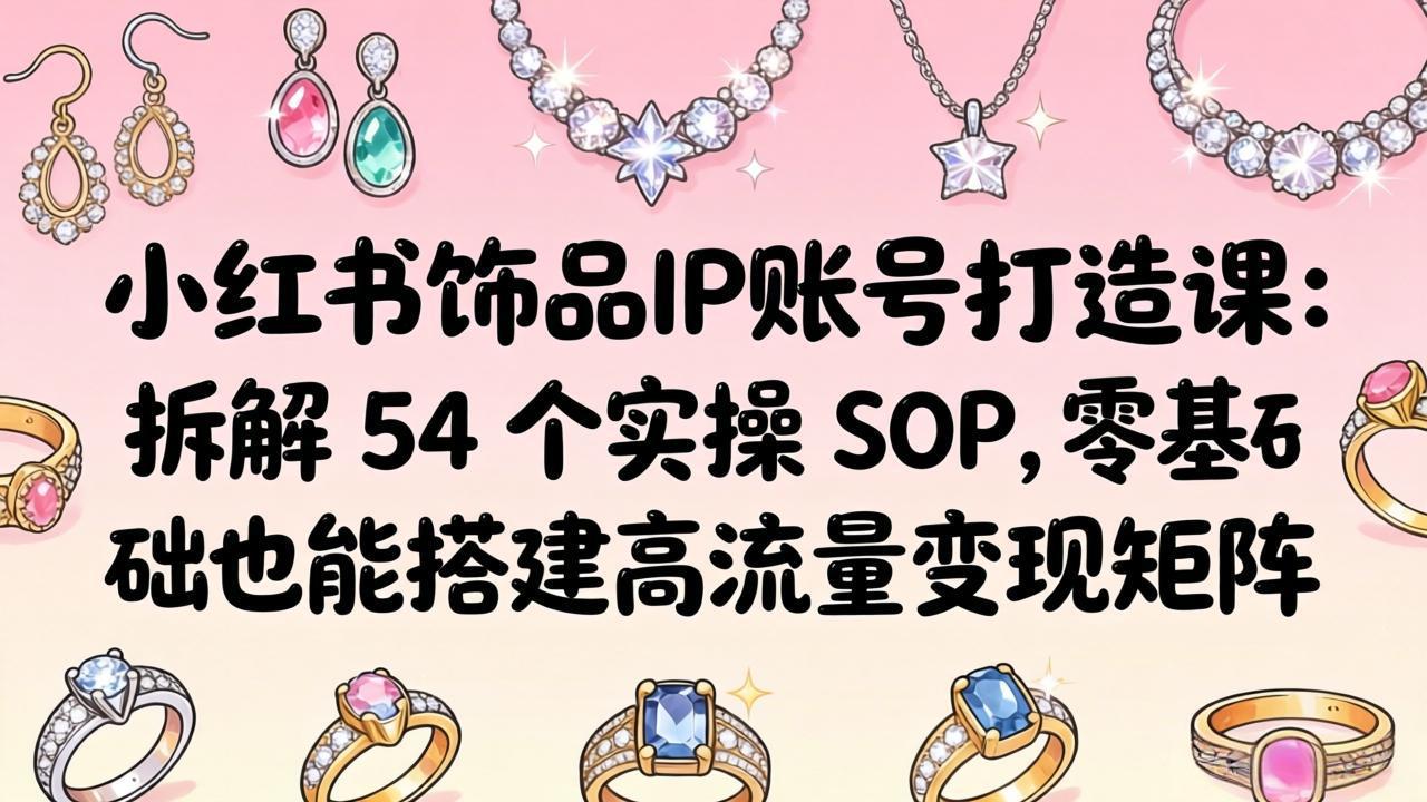 小红书饰品IP账号打造课：拆解 54 个实操 SOP，零基础也能搭建高流量变现矩阵-小艾项目网