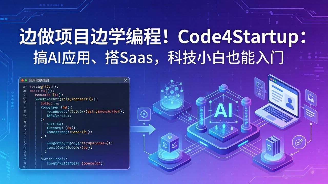 边做项目边学编程！Code4Startup：搞 AI 应用、搭 SaaS，科技小白也能入门-小艾项目网