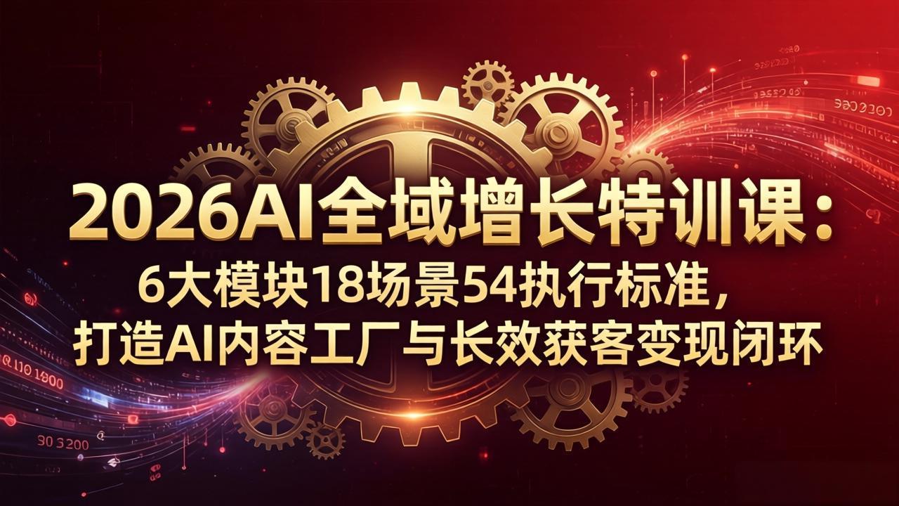 2026AI全域增长特训课：6大模块18场景54执行标准，打造AI内容工厂与长效获客变现闭环-小艾项目网