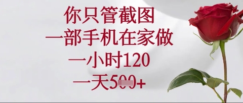 你只管截图，一部手机在家操作，一小时120.一天5张【揭秘】-小艾项目网