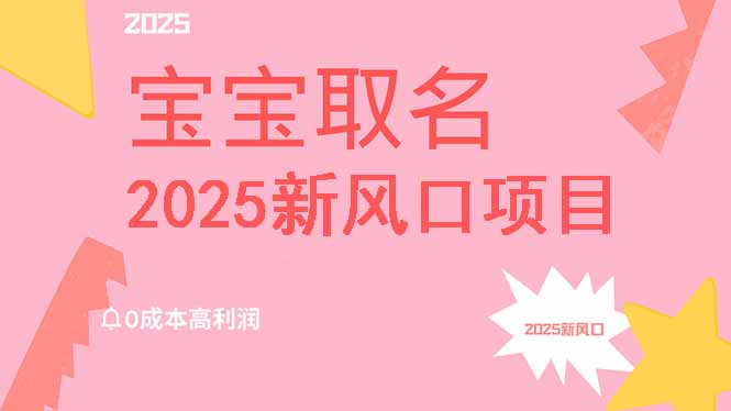 2025新风口项目宝宝取名，0成本高利润，附保姆级教程，月入过万不是梦-小艾项目网