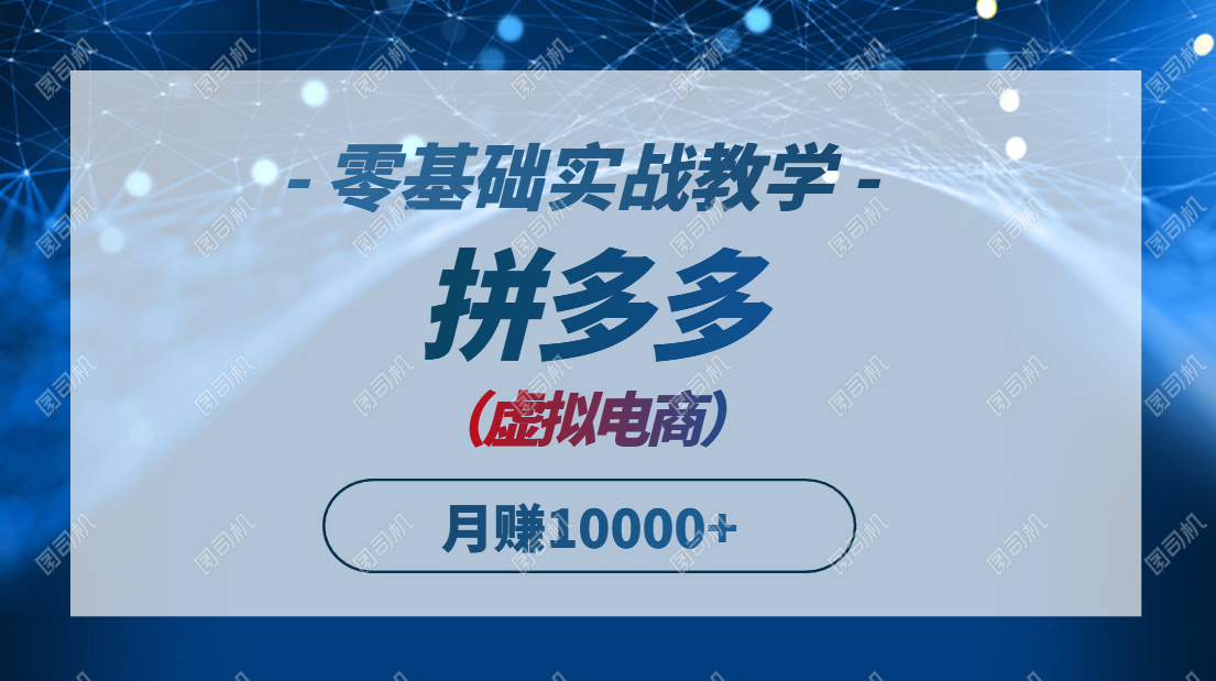 拼多多虚拟电商，零基础实战教学，快速打爆商品，新手也能月入10000+-小艾项目网