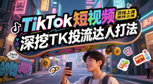 TikTok短视频带货线上课，深挖TK投流达人打法-小艾项目网