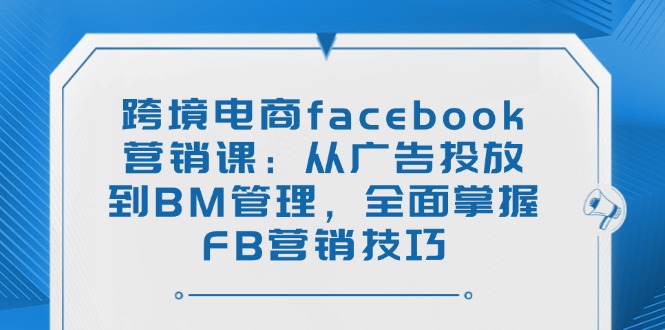 跨境电商facebook营销课：从广告投放到BM管理，全面掌握FB营销技巧-小艾项目网