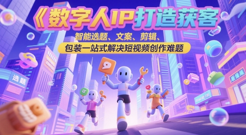 数字人IP打造获客变现实操课，智能选题、文案、剪辑、包装一站式解决短视频创作难题-小艾项目网