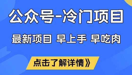 公众号冷门赛道，早上手早吃肉，单月轻松稳定变现1W【揭秘】-小艾项目网