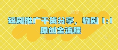 短剧推广干货分享，豹剧 1:1原创全流程-小艾项目网