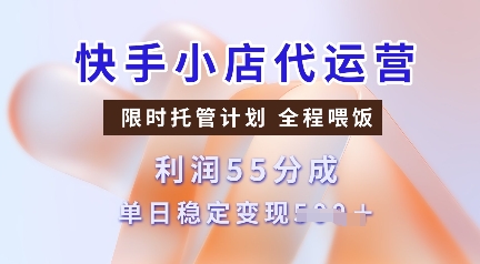 快手小店代运营，限时托管计划，收益55分，单日稳定变现多张【揭秘】-小艾项目网