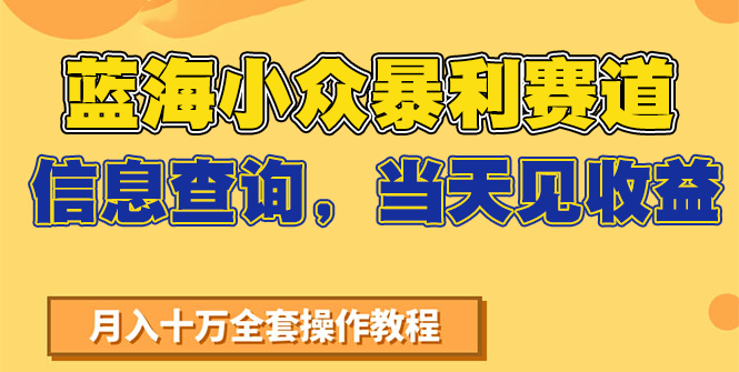 蓝海小众暴利赛道，信息查询，当天见收益，不讲玄学，7天搞了2万+-小艾项目网