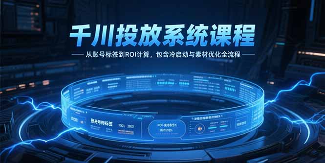 千川投放系统课程，从账号标签到ROI计算，包含冷启动与素材优化全流程-小艾项目网