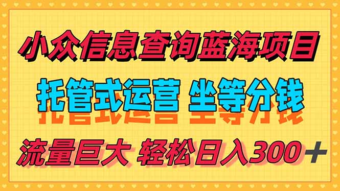 稳定日入300＋，小众信息查询蓝海项目，全程懒人式托管，解放你的时间-小艾项目网