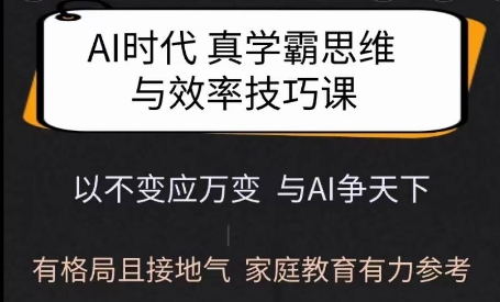 Ai时代真学霸思维与学习方法课，有格局且接地气，家庭教育有力参考-小艾项目网
