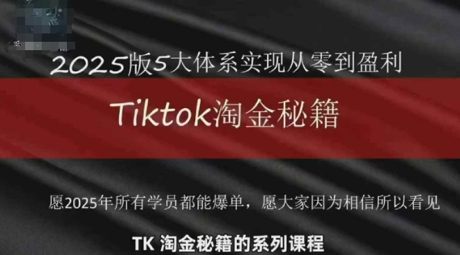 TikTok跨境2025淘金秘籍，​2025TikTok从0到盈利变现-小艾项目网