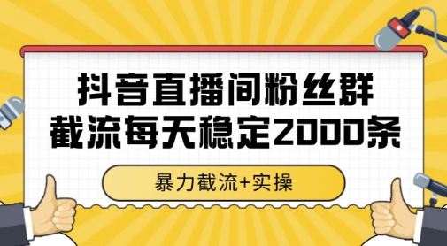 抖音直播间粉丝群暴力截流，一台电脑每天稳定2000条数据，暴力截流+实操 【揭秘】-小艾项目网