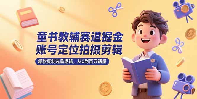 童书教辅赛道掘金，账号定位拍摄剪辑，爆款复制选品逻辑，从0到百万销量-小艾项目网