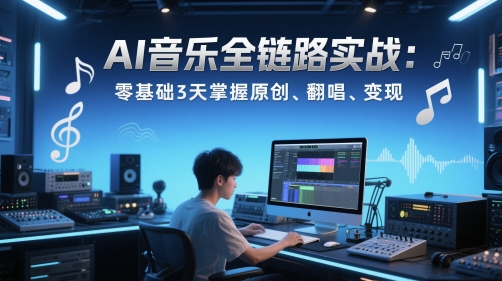 AI音乐全链路实战变现课：零基础3天掌握原创、翻唱、变现-小艾项目网