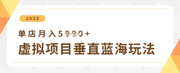 虚拟项目垂直玩法，实现单店月入5k+-小艾项目网