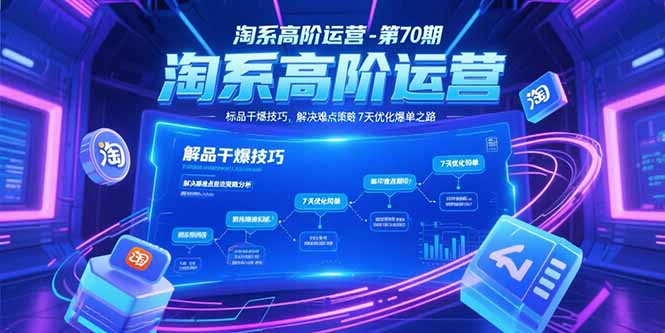 淘系高阶运营-第70期，标品干爆技巧，解决难点策略，大佬操盘方法-小艾项目网