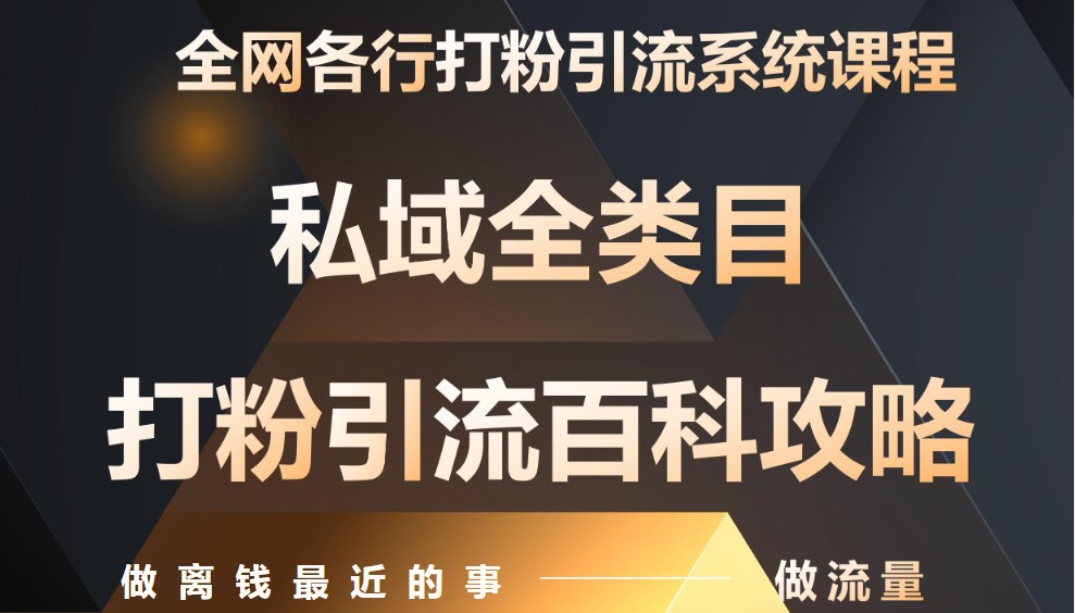 月入9万：全网唯一私域打粉引流神课，零基础手把手带你引流变现-小艾项目网